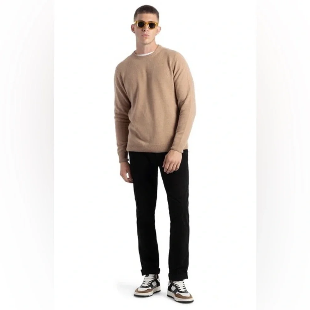 Soft Cloth Crewneck Merino Wool Jersey Sweatshirt Sweater Dark Vicuna